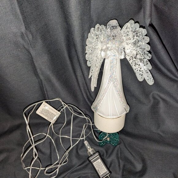 Vintage Color Changing Rotating Fiber Optic Praying Angel Christmas Tree Topper - Picture 6 of 10